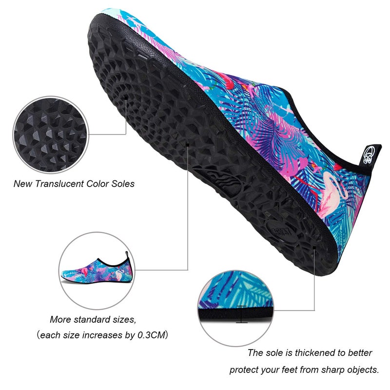 WateLves Water Shoes for Womens Mens Barefoot Quick-Dry Aqua Socks for Beach Swim Surf Yoga Exercise Camping Must Haves (Flamingo Leaves, 40/41) - Image 5